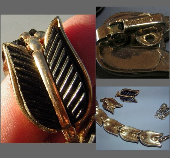 Signed Trifari Necklace & Earrings Set demi Parur… - image 5