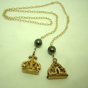 14KT Gold Necklace Antique Victorian Charm Fob Pendants Jewelers Estate