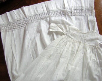 Antique Christening Gown Unisex Baptism Extra Long Baby Dress 1800s White Hand Made Details Victorian ESTATE