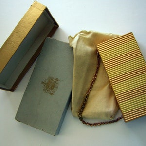 Vintage Art Deco Evans Box Purse, Gold Metal Evening Clutch, Original Packaging