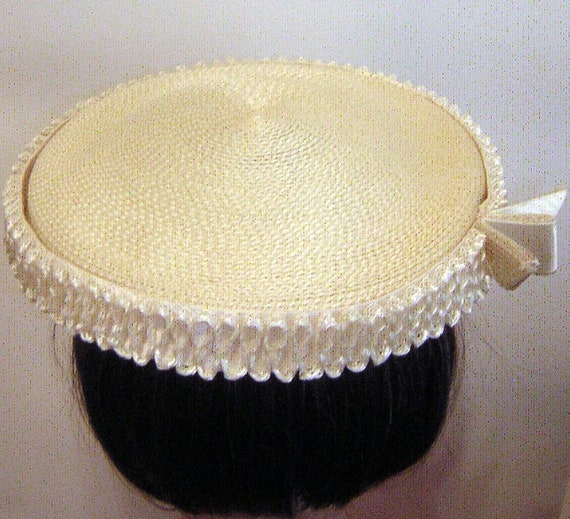 Vintage Hat Saucer Style with Ribbon Candy Trim -… - image 6