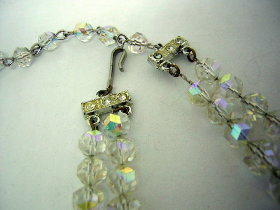 Vintage Necklace Choker Double AB Crystal Festive… - image 3