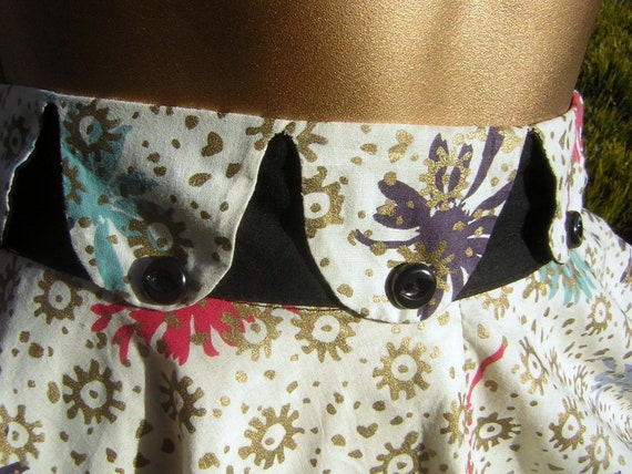 Vintage FULL Circle Skirt 50s Rockabilly Gold Pai… - image 2