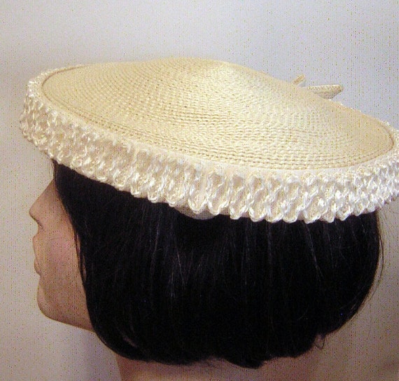 Vintage Hat Saucer Style with Ribbon Candy Trim -… - image 5