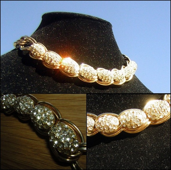 Vintage Rhinestone Choker Necklace Adjustable Ele… - image 3