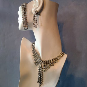 Vintage WEISS Parure Set Necklace / Earrings / Bracelet 60s Estate Statement Bling