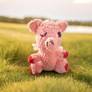 Crochet Flying Pig Doll, Plushie, Amigurumi, Stuffed Animal, Made to Order