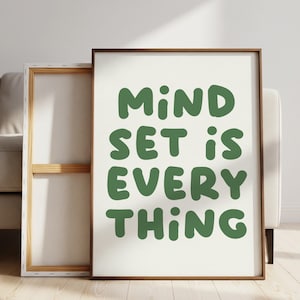 Mindset Is Everything Print: Sage Green Inspirational Wall Art (Digital Download)