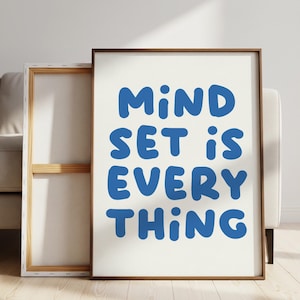 Mindset Is Everything Print: Navy Blue Inspirational Wall Art (Digital Download)