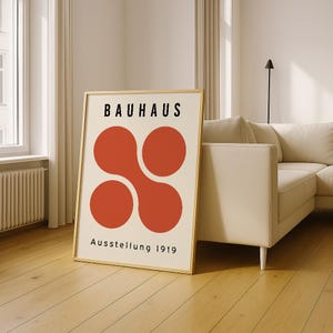 Bauhaus Printable Wall Art, Minimalist Art Print, Mid Century Modern Print, Retro Bauhaus Poster, Geometric Exhibition Poster Digital