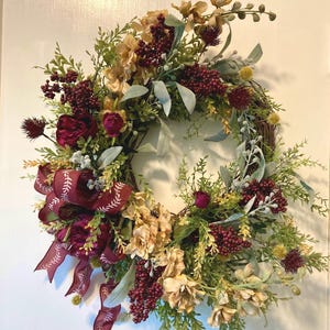 Fall burgundy/beige wreath
