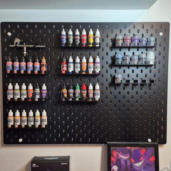 IKEA Skadis Paint Holder Racks (Vallejo, Army Painter, Citadel, Pro Acryl) - Great for Organizing Art Supplies!