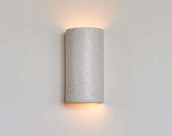 Handcrafted Speckled Beige Ceramic Wall Light - Modern Clay Lamp for Ambient Lighting