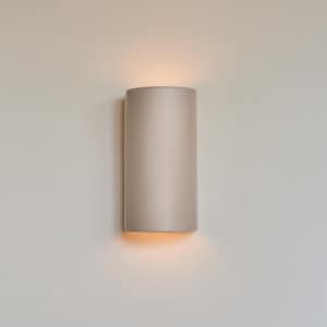 Artisanal Beige Ceramic Wall Sconce: Handmade Clay Fixture for Modern Interior Lighting