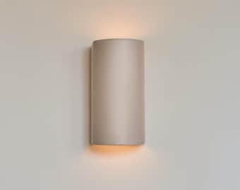Artisanal Beige Ceramic Wall Sconce: Handmade Clay Fixture for Modern Interior Lighting