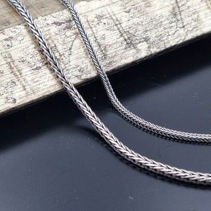 Zilveren ketting, 925 sterlingzilveren vossenstaartketting, tarweketting, geoxideerde zilveren ketting, dunne ketting, chokerketting, ketting voor hanger