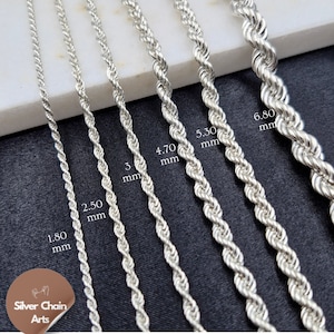 925 sterlingzilveren touwketting, echt zilveren ketting, zilveren sieradenketting kettingen voor dames en heren, chokerketting, ketting voor hanger