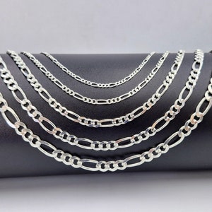 925 Sterling Silver Figaro Chain: Handmade Pendant Necklace