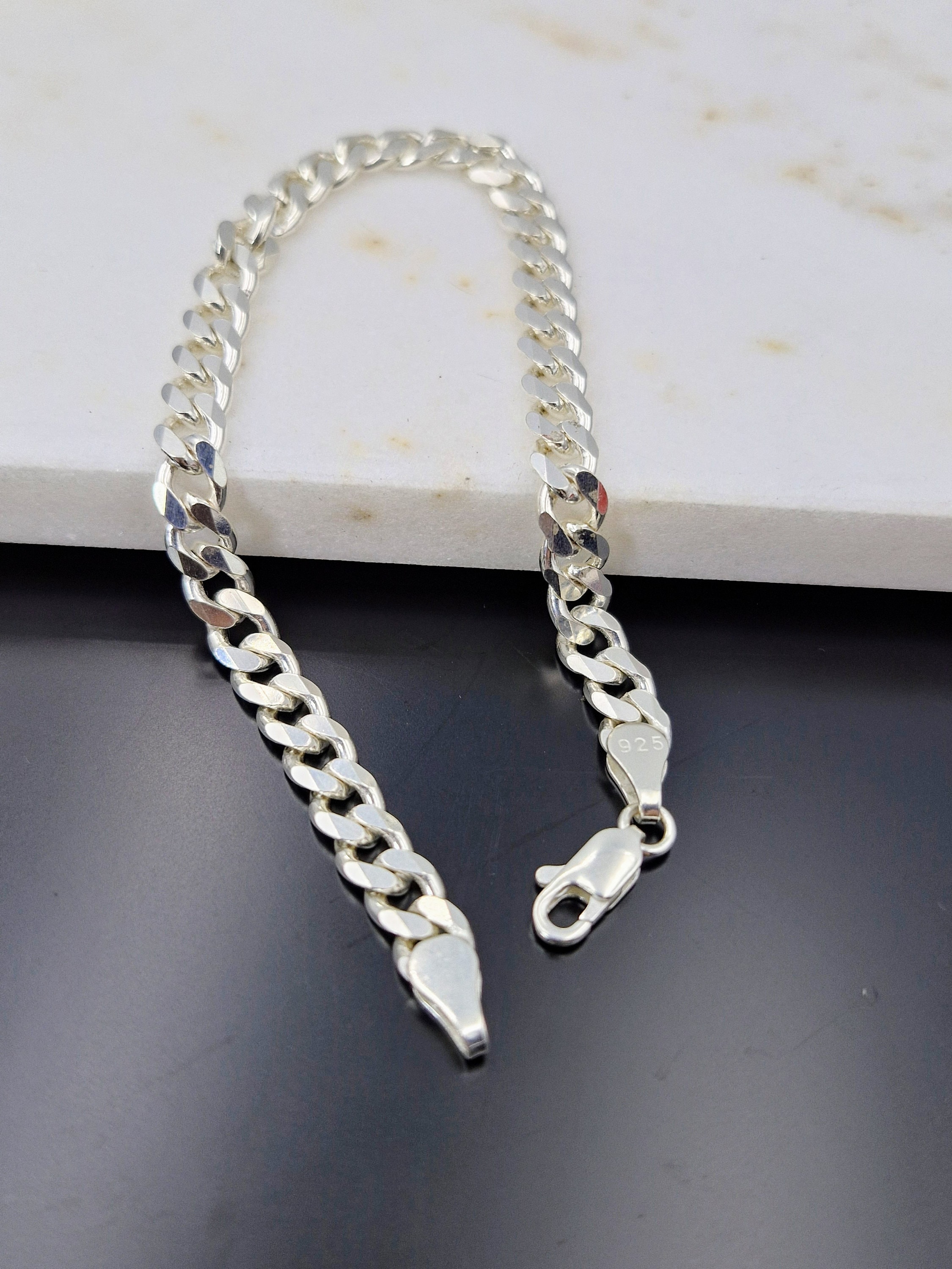 ブレスレット COOR Silver Curb Chain Bracelet 5JH878 Sterling Silver Curb Link ID Bracelet 8.5