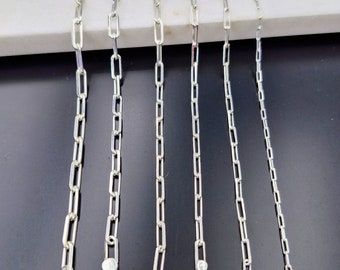 Collana con catena a graffetta in argento sterling: maglia rettangolare