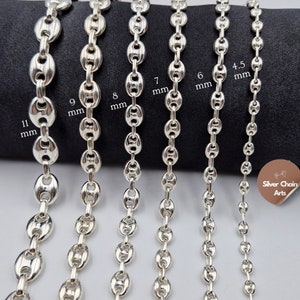 Zilveren ketting, handgemaakte 925 sterlingzilveren gepofte anker Mariner-ketting, uniseks ketting, zomersieraden voor mannen en vrouwen