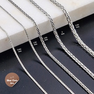 Silver Chain,925 Sterling Silver Oxidized Wheat Spiga Chain, Choker Chain Necklace,Bali Woven Chain, Chain for Pendant, Handmade Gift