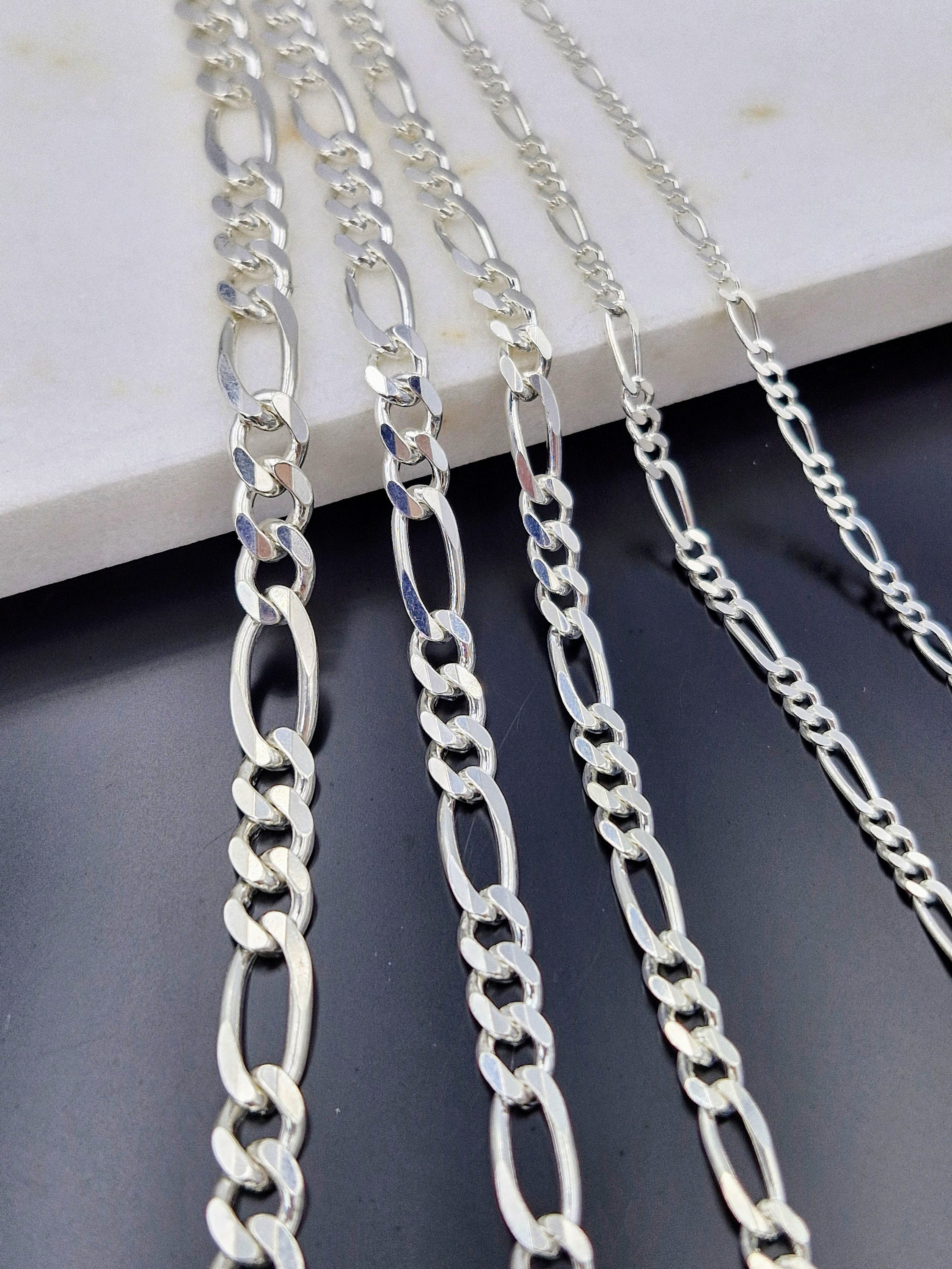 925 Sterling Silver Figaro Chain, Real Silver Chains,solid