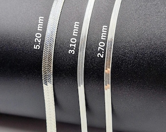 May include: Three silver snake chains of different widths, labeled 5.20 mm, 3.10 mm, and 2.70 mm.