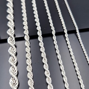 925 Sterling Silver Rope Chain Necklace: Women's and Men's Jewelry - Etsy