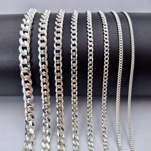Silver Chain,925 Sterling Silver Curb Chain, Chain for men and  women, Solid Silver Chain, Chain for pendant, Handmade Gift, Choker Chain