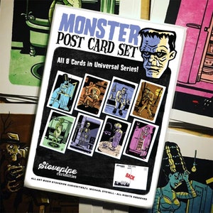 All 8 Universal Monster Postcards