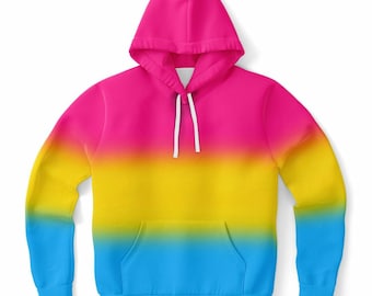 Sudadera con capucha ombré del orgullo pansexual: sudadera urbana con degradado y bandera pansexual neutra
