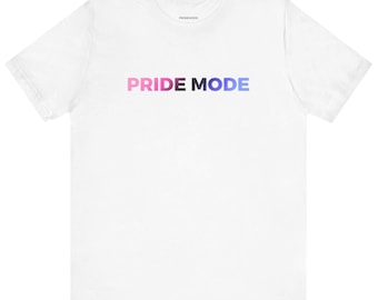 Camiseta unisex con logotipo ombré Omni PRIDE MODE, con degradado omnisexual y omniromántico inclusivo