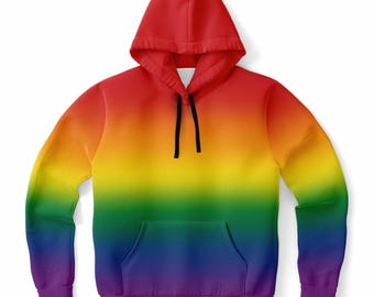 Sudadera con capucha arcoíris y degradado del orgullo: sudadera urbana con bandera LGBTQIA neutra y degradado