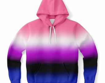Sudadera con capucha ombré de orgullo de género fluido: sudadera urbana no binaria con degradado de bandera de género neutro