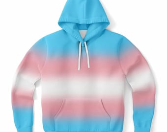 Sudadera con capucha ombré del orgullo transgénero: sudadera urbana con degradado y bandera transgénero neutra