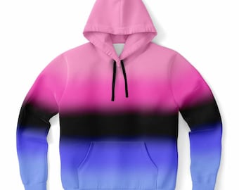 Sudadera con capucha ombré del orgullo omnisexual: sudadera urbana con degradado y bandera omnirromántica de género neutro