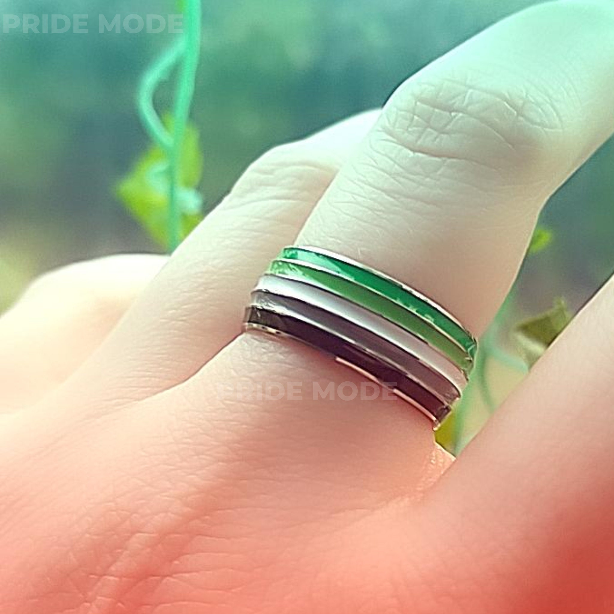 Aromantic Pride Ring | Aro-spectrum Flag Striped Gender-neutral Aromantic Pride Ring | Aro-spectrum Flag Striped Gender-neutral