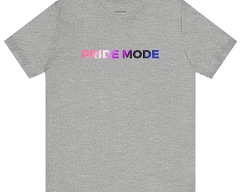 Camiseta unisex con logo degradado PRIDE MODE de género fluido / Camisetas y tops suaves con degradado de orgullo LGBTQIA+ únicos e inclusivos