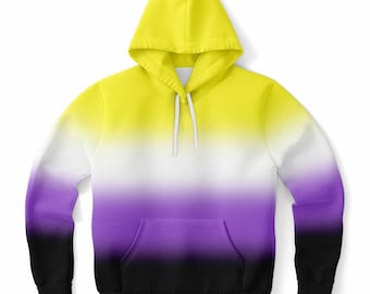 Sudadera con capucha ombré de orgullo no binario - Sudadera urbana con degradado de bandera de Enby de género neutro