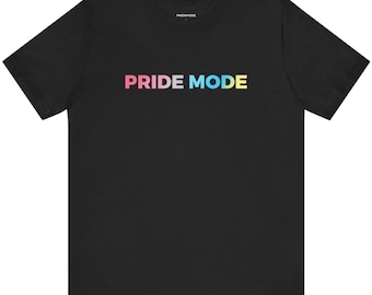 Camiseta con logotipo degradado PRIDE MODE de Genderflux / Camisetas y tops suaves unisex con degradado de orgullo LGBTQIA+ inclusivos y únicos
