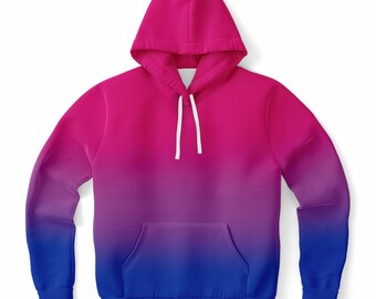 Sudadera con capucha ombré del orgullo bisexual: sudadera urbana con degradado y bandera biromántica neutra