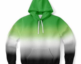 Sudadera con capucha ombré Orgullo Aromático - Sudadera urbana con degradado de bandera del espectro aromático