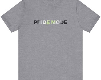 Camiseta con logotipo ombré PRIDE MODE de Agender / Camisetas y tops suaves con degradado de orgullo LGBTQIA+ únicos e inclusivos y de género neutro