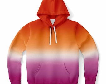 Sudadera con capucha ombré del orgullo lésbico: sudadera inclusiva con degradado de la bandera WLW para mujer