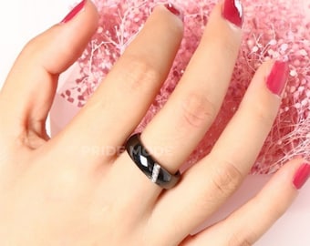 Anello pavé asessuale / Anello unisex in ceramica nera Ace-spectrum da 4 mm / Gioielli LGBTQIA+ Pride di PRIDE MODE