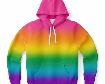Sudadera con capucha y degradado de arcoíris brillante del orgullo - Sudadera urbana con bandera LGBTQIA neutra
