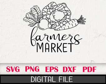 Farmers Market SVG file, Farmers Market Cut File, Market Fresh, Kitchen svg, Garden, Beet, Radish, Farm fresh SVG, Farm Clipart Vegetable