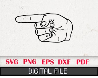 Pointing Finger Clipart: Hand Silhouette SVG, PNG, DXF (Digital File)