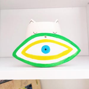 Decorazioni da parete in ceramica con occhio malvagio, graziose decorazioni da parete a forma di occhio, ornamenti con occhio, decorazioni da parete in argilla, occhio in ceramica fatto a mano, decorazioni minimaliste con occhio.